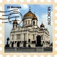 Магнит марка Москва N 8 Храм Христа Спасителя