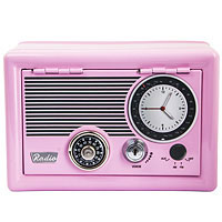 Копилка сейф с ключом Радио-ретро розовый 